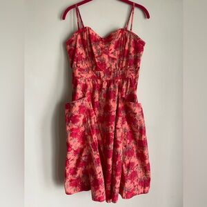 H&M Strapless Floral Midi Dress, Size 12